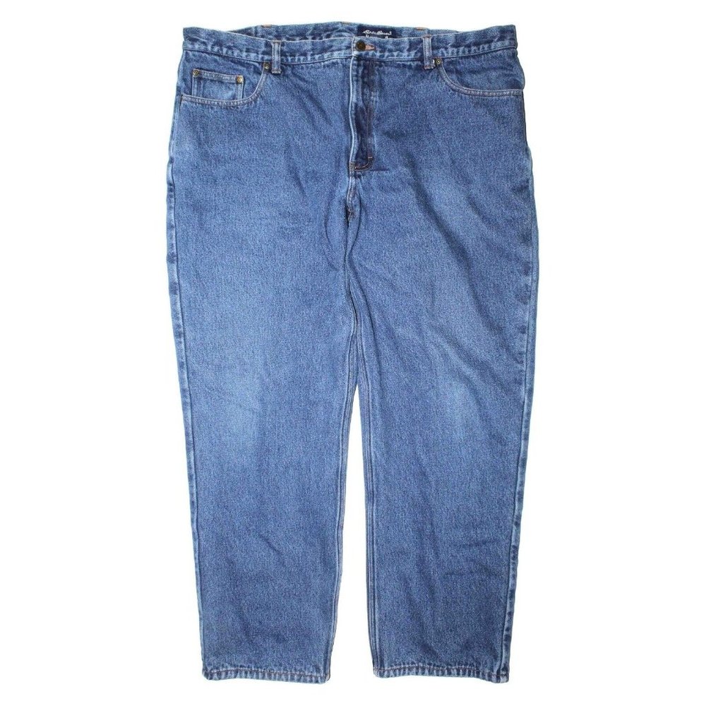 Eddie Bauer Flannel Lined Blue Denim Cotton Jeans Outdoors Mens Size 42 x 31